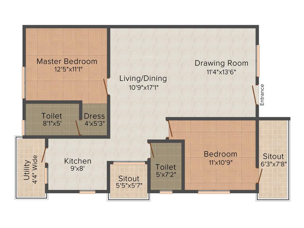 Riverstone Chancellor (2BHK+2T (1,255 sq ft) 1255 sq ft)