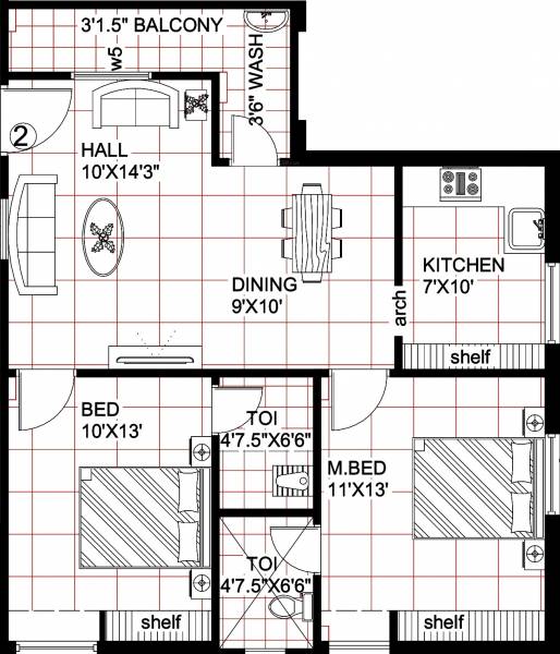 Nikhil NC Prime (2BHK+2T (990 sq ft) 990 sq ft)