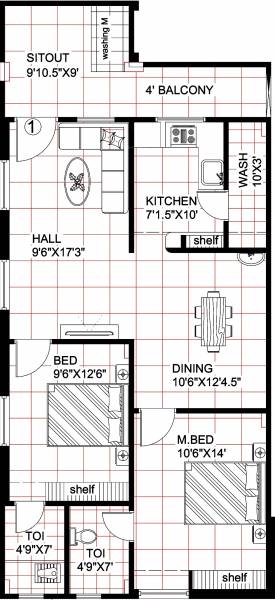 Nikhil NC Prime (2BHK+2T (1,210 sq ft) 1210 sq ft)