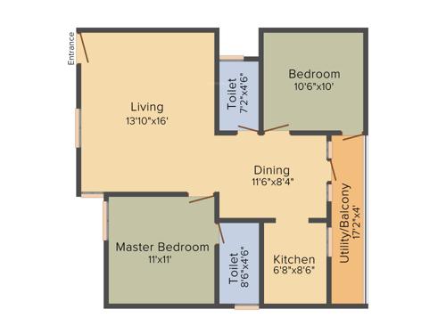 Ashirwaadh Lake View (2BHK+2T (1,055 sq ft) 1055 sq ft)