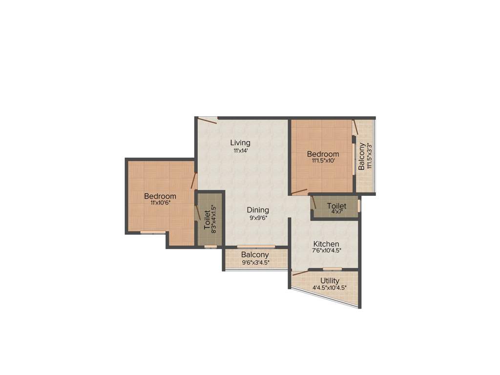 Jeni Joel Galaxy (2BHK+2T (1,003 sq ft) 1003 sq ft)