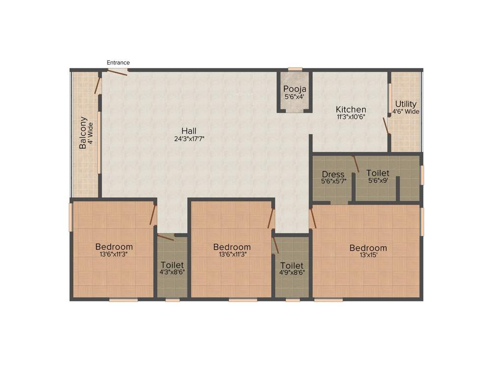 Transcon Pragathi Avenue (3BHK+3T (1,520 sq ft) 1520 sq ft)