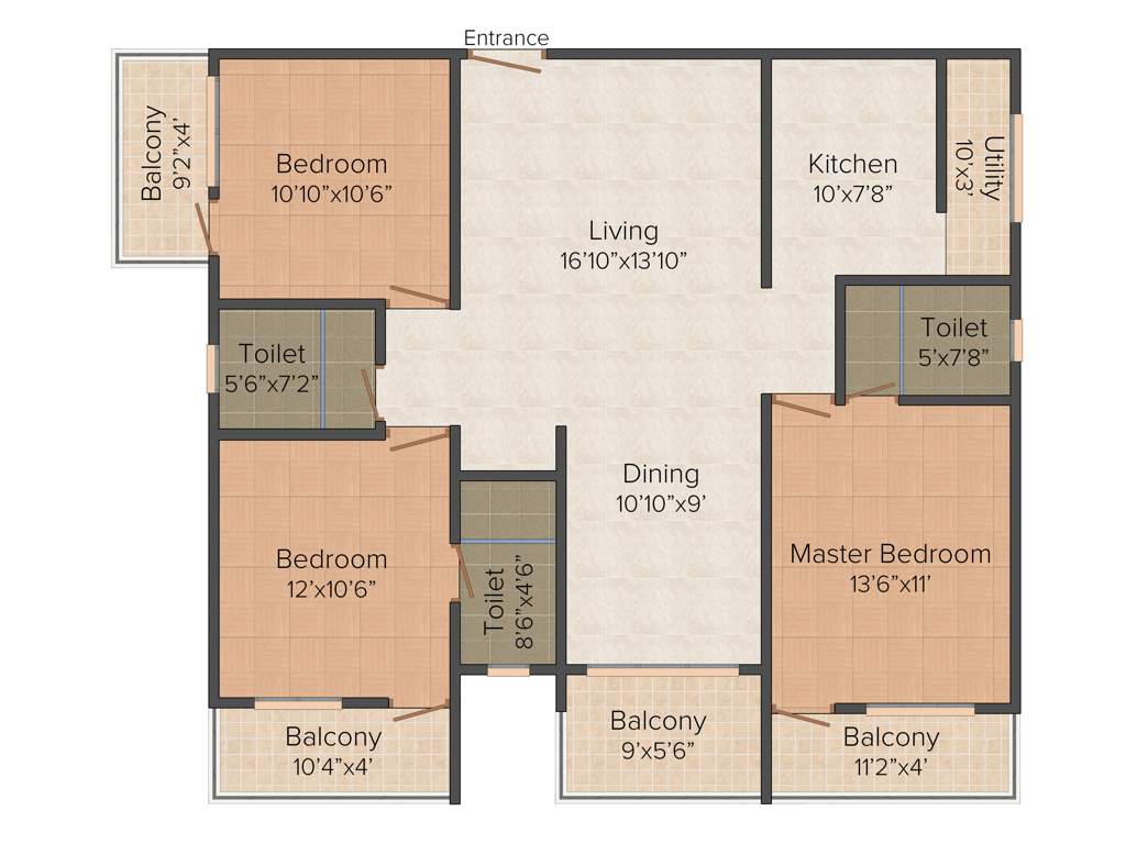 LNS Pride (3BHK+3T (1,490 sq ft) 1490 sq ft)