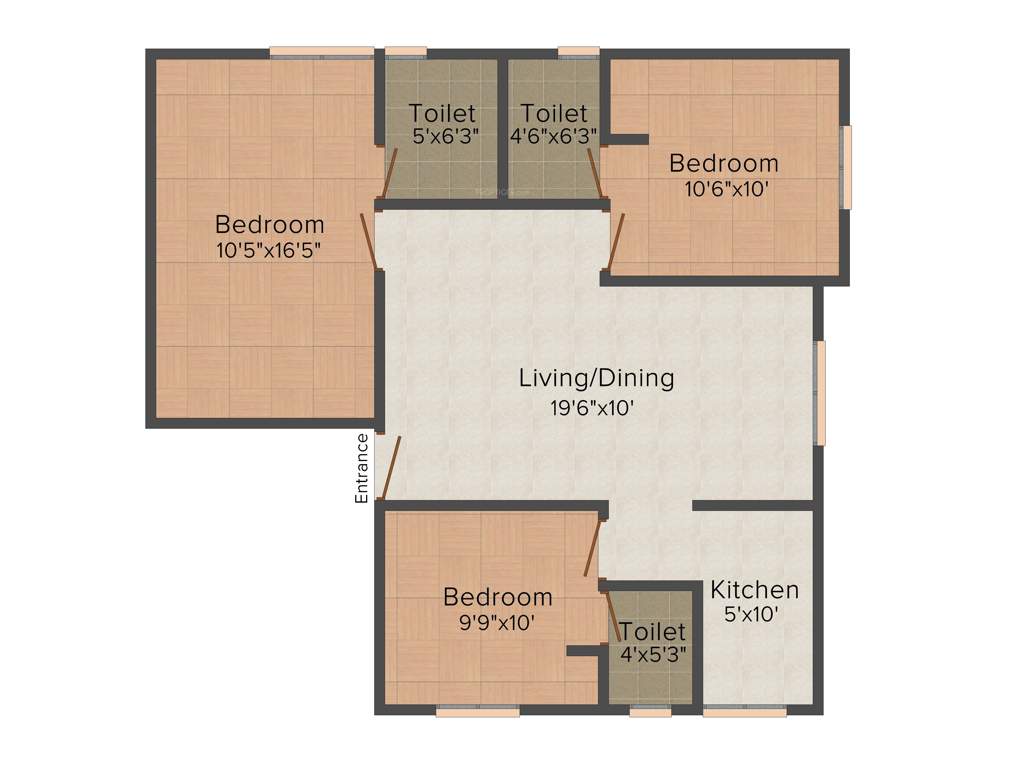 HPK Star Property Developer Promenade (3BHK+3T (1,034 sq ft) 1034 sq ft)