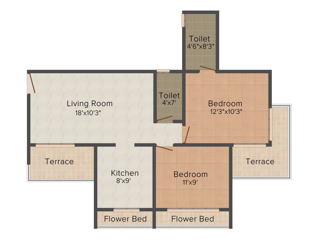Kailash Pratik Renaissance (2BHK+2T (1,105 sq ft) 1105 sq ft)