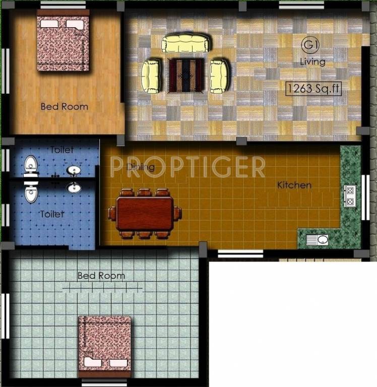 Anuna Araa (2BHK+2T (1,263 sq ft) 1263 sq ft)