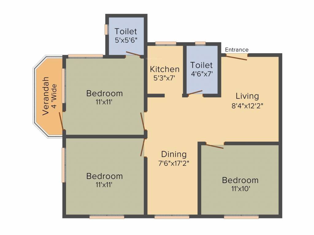 Unique Parkwoods (3BHK+2T (1,200 sq ft) 1200 sq ft) Unique Parkwoods (3BHK+2T (1,200 sq ft) 1200 sq ft)