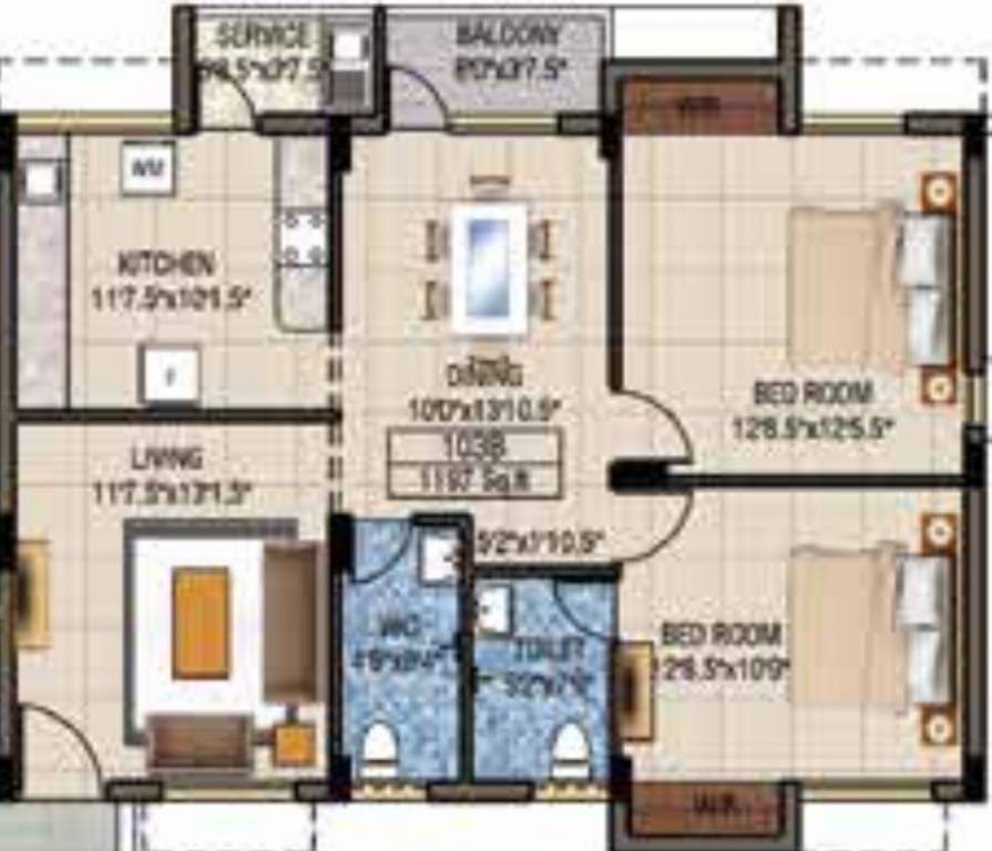 Kriticons Green Lakes (2BHK+2T (1,197 sq ft) 1197 sq ft) Kriticons Green Lakes (2BHK+2T (1,197 sq ft) 1197 sq ft)