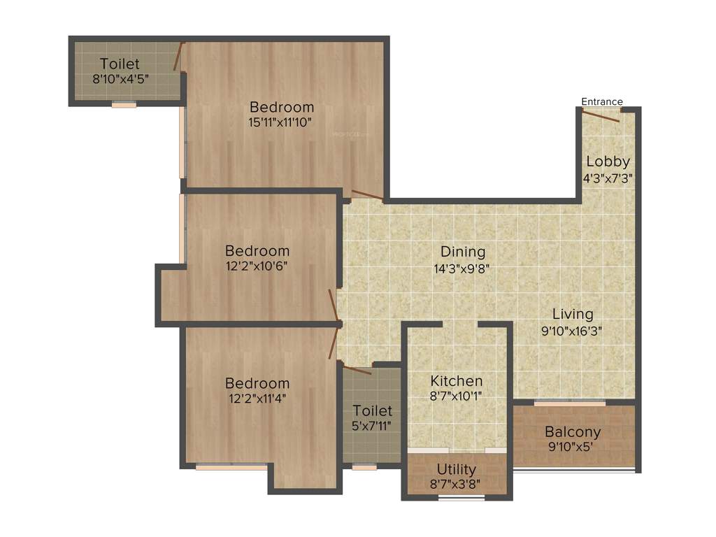 Kriticons Green Lakes (3BHK+2T (1,449 sq ft) 1449 sq ft)