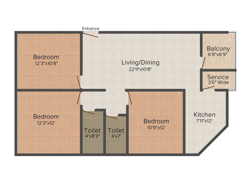 Sriven Sampanna (3BHK+2T (1,198 sq ft) 1198 sq ft)