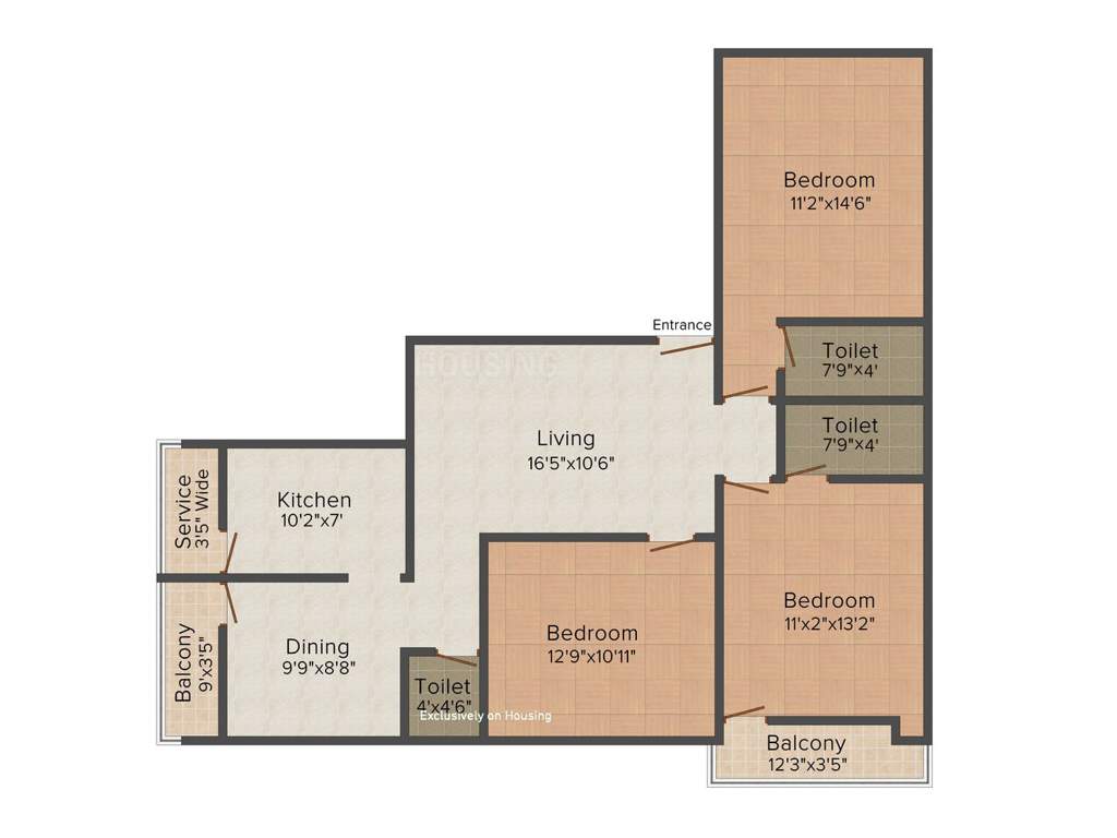 Sriven Sampanna (3BHK+3T (1,351 sq ft) 1351 sq ft)