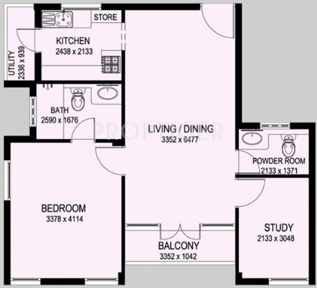 BSCPL Bollineni Hillside (1BHK+2T (915 sq ft) + Study Room 915 sq ft)