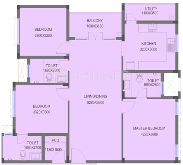 BSCPL Bollineni Hillside (3BHK+3T (1,561 sq ft) 1561 sq ft)
