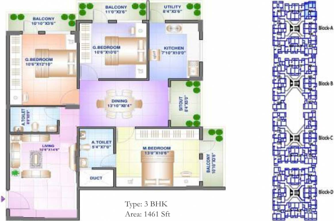 Sowparnika Sanvi (3BHK+2T (1,461 sq ft) 1461 sq ft)