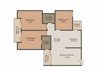 Gayatri Manhar Garden (3BHK+2T (1,325 sq ft) 1325 sq ft)