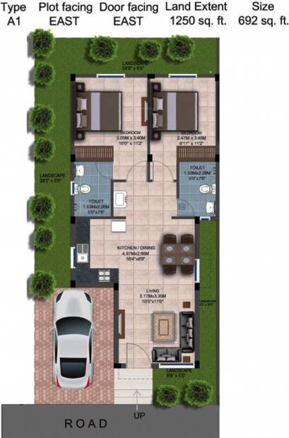 Casagrand Uptown (2BHK+2T (692 sq ft) 692 sq ft)