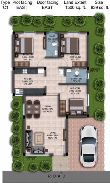 Casagrand Uptown (3BHK+2T (839 sq ft) 839 sq ft)