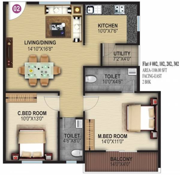 RR Golden Pearl (2BHK+2T (1,106 sq ft) 1106 sq ft) RR Golden Pearl (2BHK+2T (1,106 sq ft) 1106 sq ft)