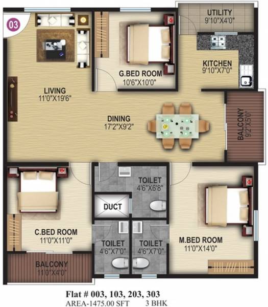 RR Golden Pearl (3BHK+3T (1,475 sq ft) 1475 sq ft) RR Golden Pearl (3BHK+3T (1,475 sq ft) 1475 sq ft)