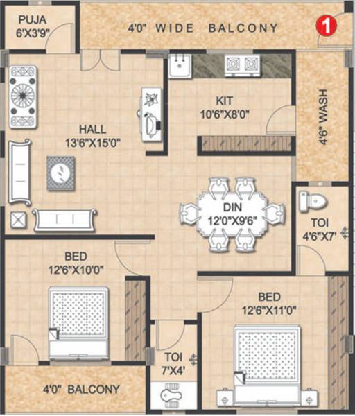 Umas Developers Sukruthi Mansion (2BHK+2T (1,275 sq ft) + Pooja Room 1275 sq ft)
