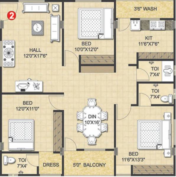 Umas Developers Sukruthi Mansion (3BHK+3T (1,500 sq ft) 1500 sq ft)