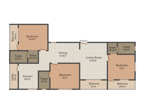 Saveria Pebble (3BHK+3T (1,640 sq ft) 1640 sq ft)