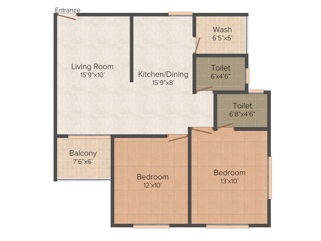 Wallman Sukhdham Signature (2BHK+2T (1,120 sq ft) 1120 sq ft)