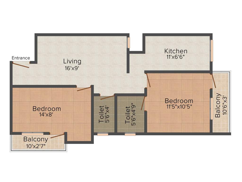 CC Crystal Garden (2BHK+2T (871 sq ft) 871 sq ft)