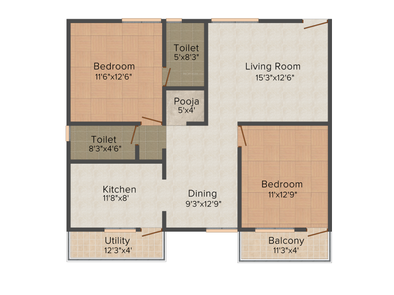 Dhathri Residency (2BHK+2T (1,195 sq ft) + Pooja Room 1195 sq ft)