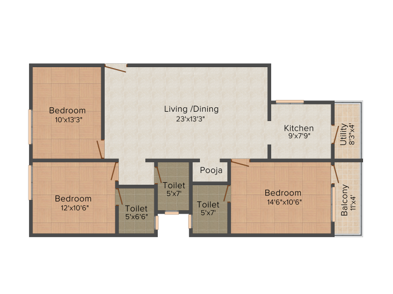 Dhathri Residency (3BHK+3T (1,355 sq ft) + Pooja Room 1355 sq ft)