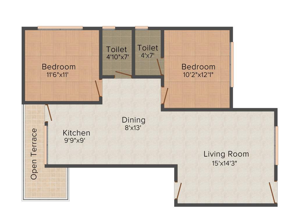 Radhika Shanti Tower (2BHK+2T (1,100 sq ft) 1100 sq ft)