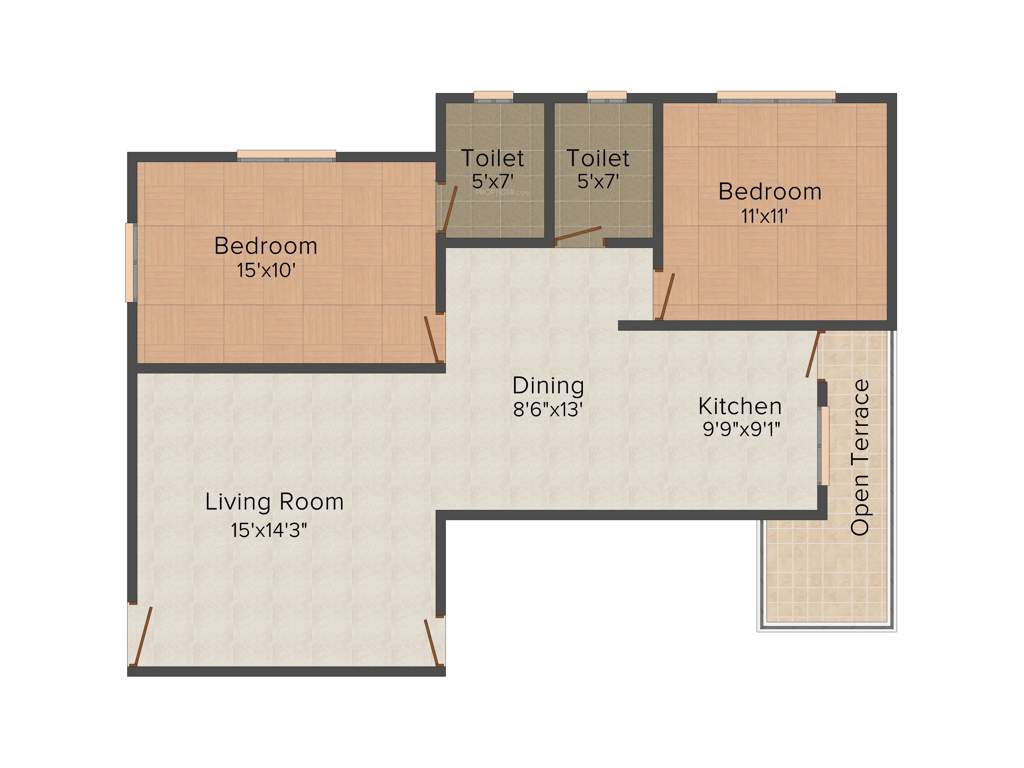 Radhika Shanti Tower (2BHK+2T (1,150 sq ft) 1150 sq ft)