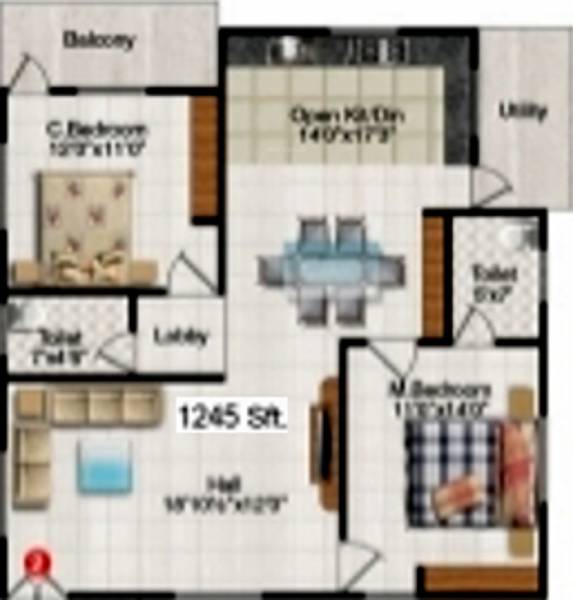 Venkys Sona Harshi Paradise (2BHK+2T (1,245 sq ft) 1245 sq ft)