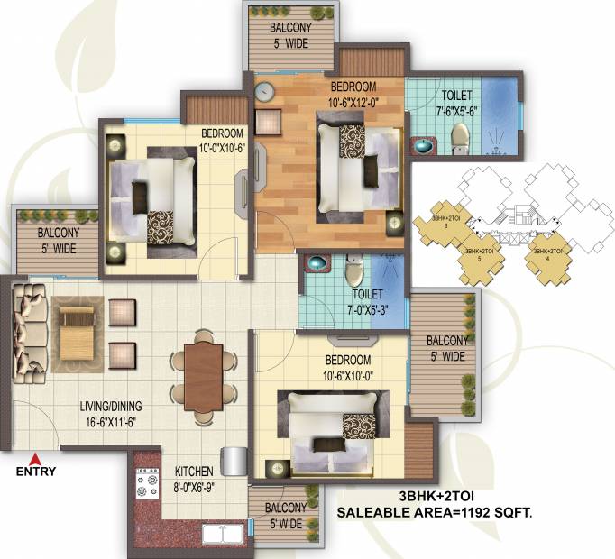Aaradhyam Golf Homes (3BHK+2T (1,192. sq ft) 1192 sq ft)
