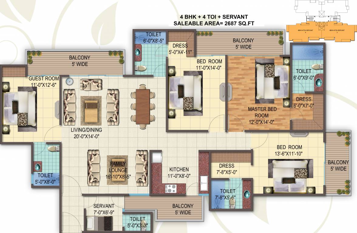 Aaradhyam Golf Homes (4BHK+4T (2,687. sq ft) + Servant Room 2687 sq ft)