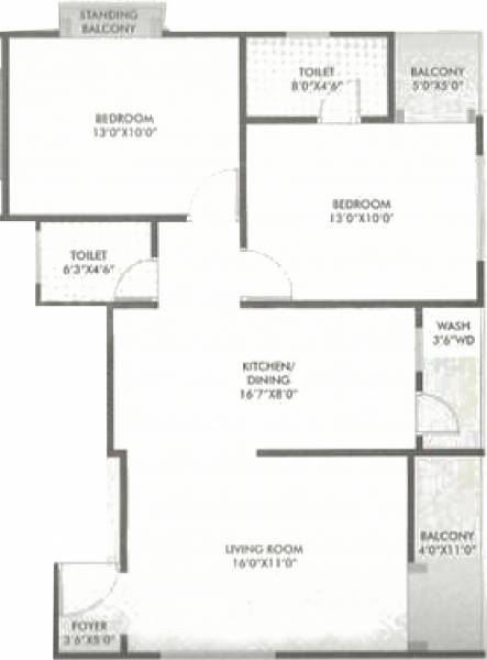 Wallman Infra Pvt Ltd Mukt Residency Floor Plan (2BHK+2T (549 sq ft) 549 sq ft)