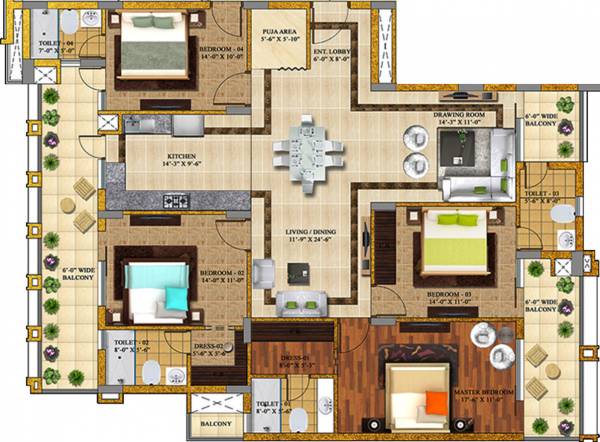 Exotic Grandeur (4BHK+4T (2,495 sq ft) + Pooja Room 2495 sq ft) Exotic Grandeur (4BHK+4T (2,495 sq ft) + Pooja Room 2495 sq ft)