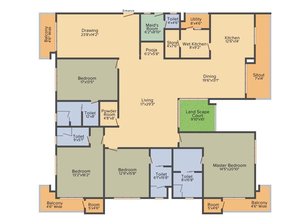 Jayabheri The Peak (4BHK+5T (4,905 sq ft)   Servant Room 4905 sq ft)