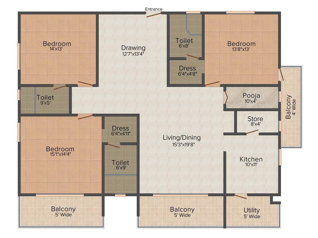 Lansum Etania (3BHK+3T (2,450 sq ft) + Pooja Room 2450 sq ft)