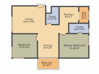 Candeur Carlisle (2BHK+2T (1,190 sq ft) 1190 sq ft)