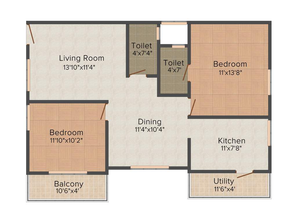 Aryan Build Estates Pvt Ltd Aryan Pebble (2BHK+2T (959 sq ft) 959 sq ft)