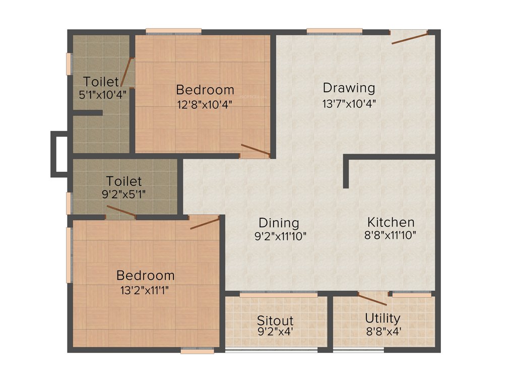 GoldFish Vyoma (2BHK+2T (1,219 sq ft) 1219 sq ft)