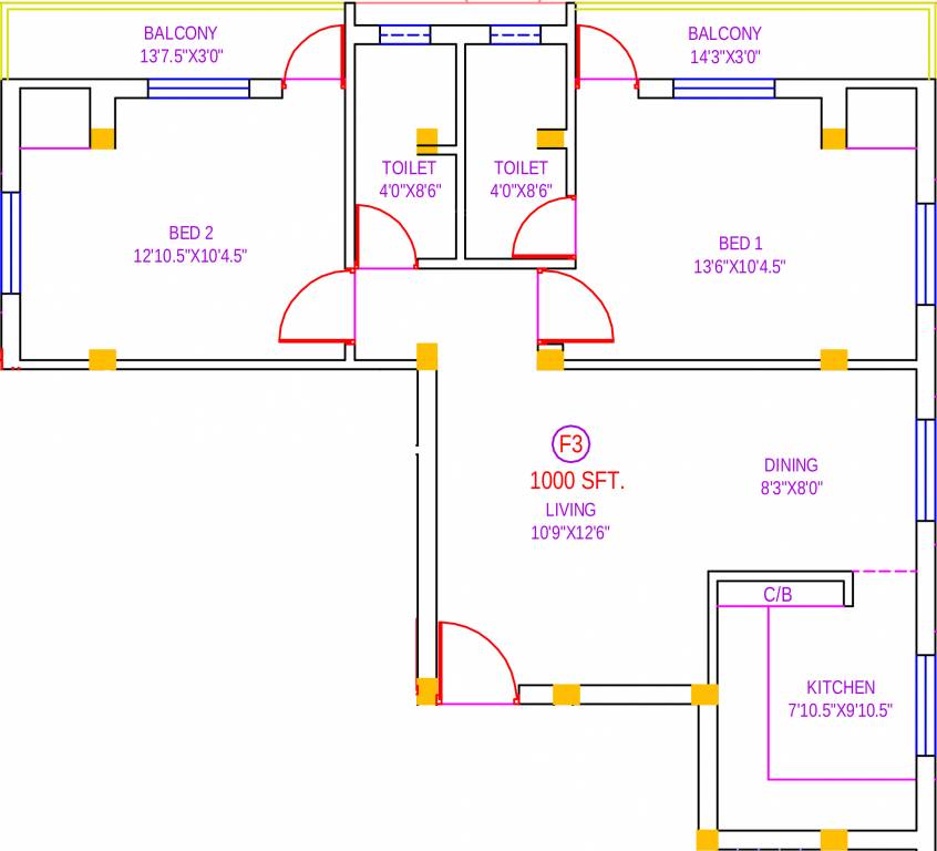 Brownstone Shivalaya (2BHK+2T (1,000 sq ft) 1000 sq ft)