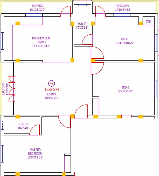 Brownstone Shivalaya (3BHK+2T (1,538 sq ft) 1538 sq ft)