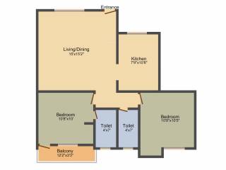 Jeni Joel Palace (2BHK+2T (896 sq ft) 896 sq ft)