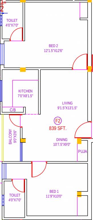 Brownstone Shivalaya (2BHK+2T (839 sq ft) + Pooja Room 839 sq ft)