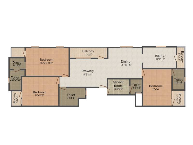 Unique Yuvraj Residency (3BHK+3T (1,935 sq ft) + Servant Room 1935 sq ft)