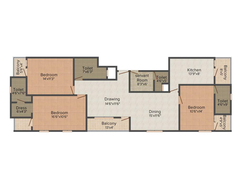 Unique Yuvraj Residency (3BHK+3T (1,950 sq ft) + Servant Room 1950 sq ft)