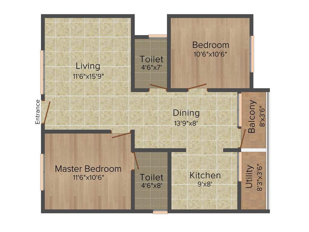 Ultimate Signature (2BHK+2T (990 sq ft) 990 sq ft)