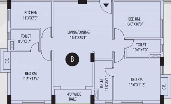 Arya Park Imperial (3BHK+3T (1,733 sq ft) 1733 sq ft)
